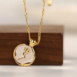 Rose coin pendant necklace