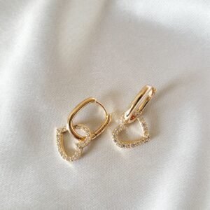 Crystal Heart Link Drop Earring